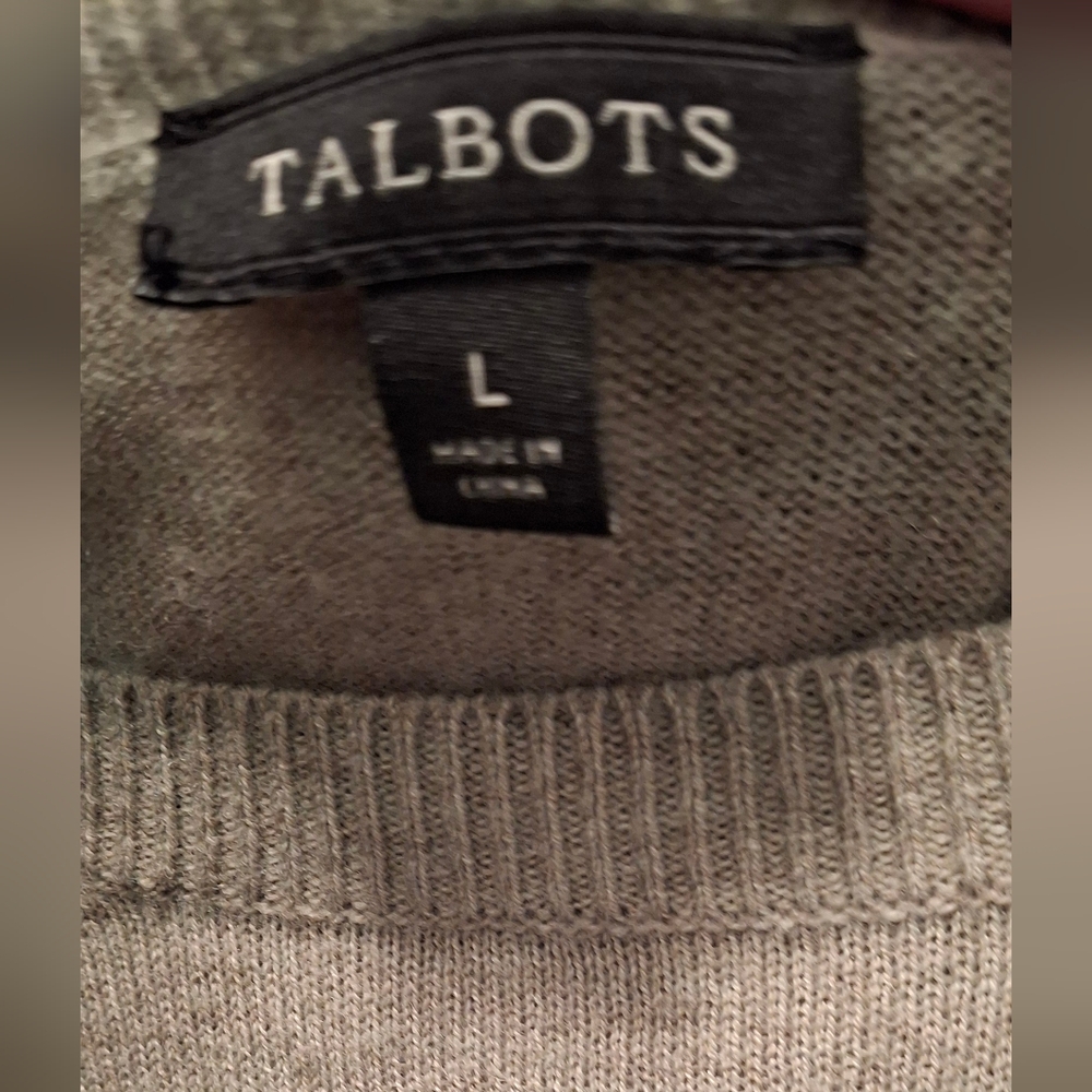 Talbots Womens Soft Lambswool Sage Green Sweater Bird Size Large Wool - Picture 3 of 4